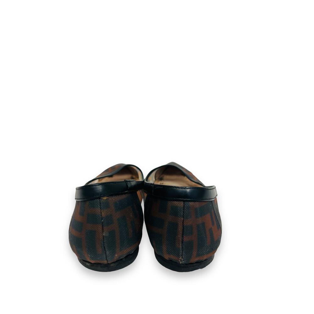 FENDI Brown/Black FF Colibri Leather Zucca Mesh Ballerina Flats Size 37 US 7 - Picture 7 of 8